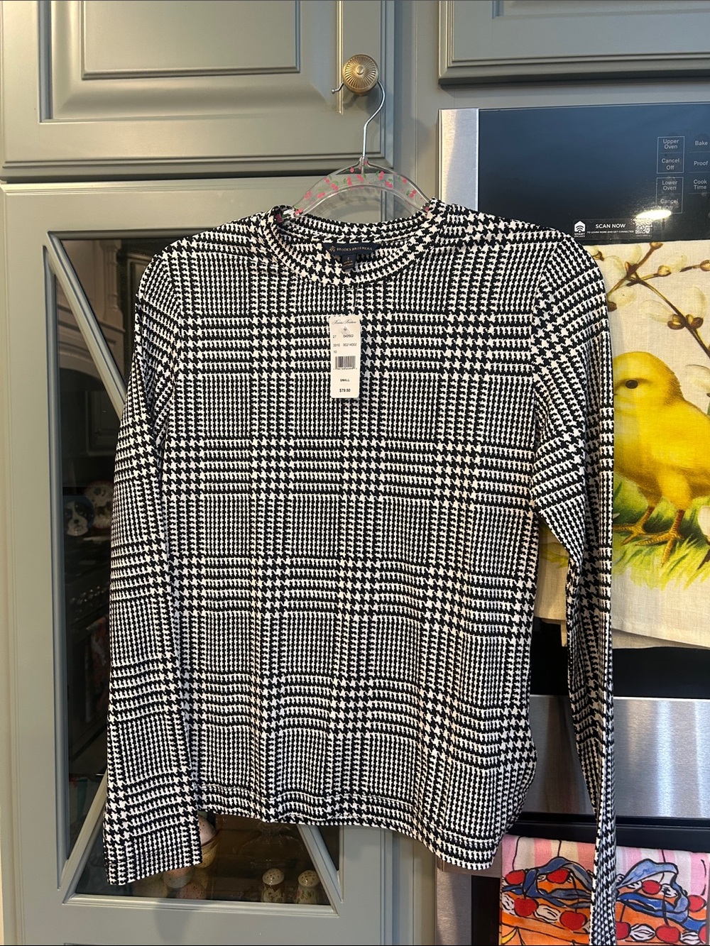 Brooks Brothers Black and White Houndstooth Women's Top Small NWT